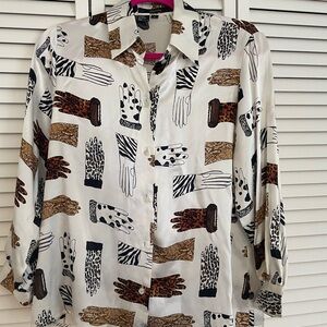 Silk Gloves and Mittens Button Down Ishyu Blouse